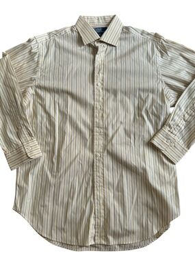 Polo by Ralph Lauren Yellow Dress Shirt with Blue & White Stripes